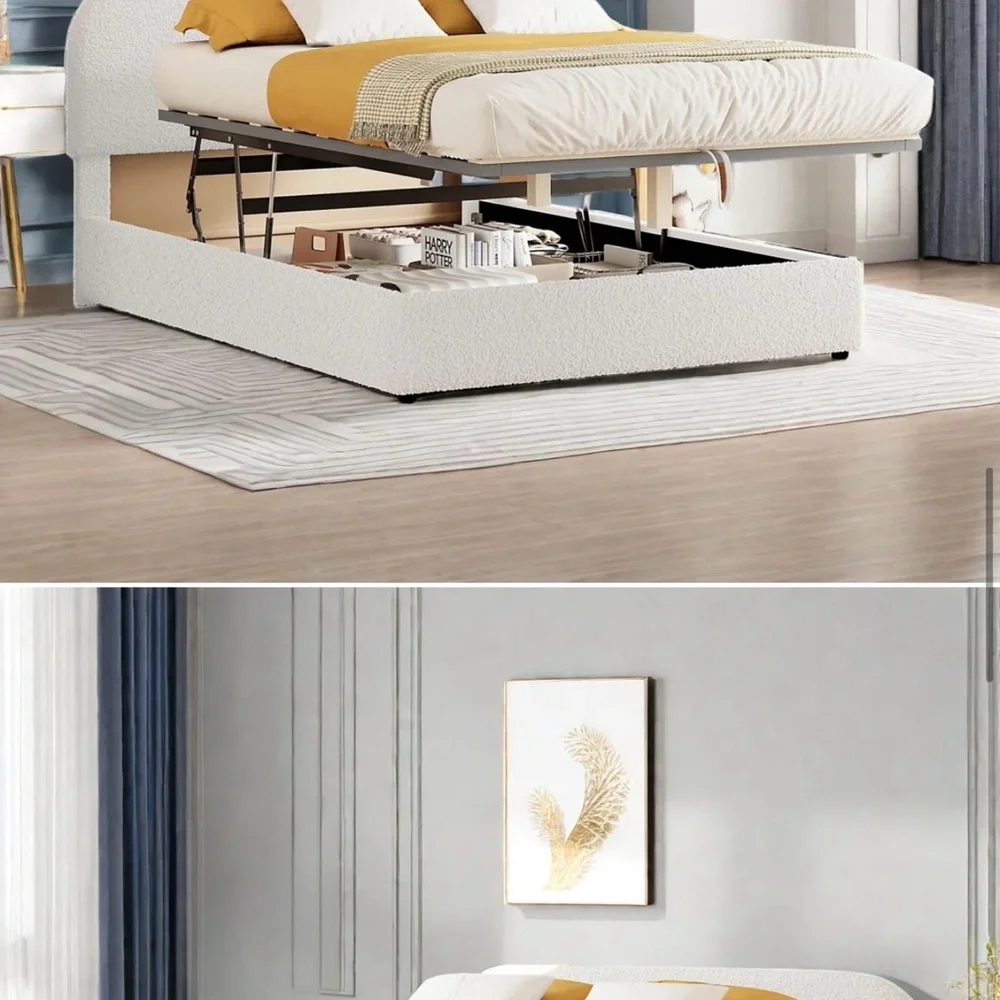 Elegant Cream Upholstered Storage Bed